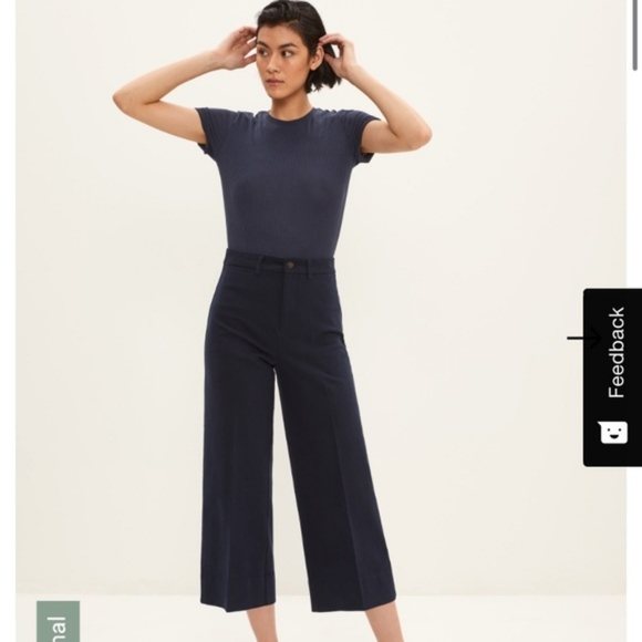 Frank And Oak Josephine Wide Leg Crop in Navy - Picture 8 of 8